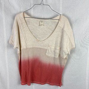 We The Free Waffle Knit Top Oatmeal Pink Relax Fit Size XS
